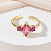Brass Micro Pave Cubic Zirconia Cuff Open Rings for Women RJEW-L343-14G-01-2