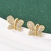 Brass Micro Pave Clear Cubic Zirconia Stud Earrings EJEW-F400-02A-G-1