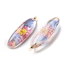 Inner Dried Flower Transparent Resin Pendants RESI-A043-01A-2