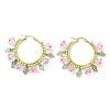 Glass Flower Hoop Earrings EJEW-TA00589-03-1