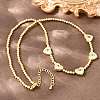 Brass Pave Clear Cubic Zirconia Heart Round Beaded Bib Necklaces for Women NJEW-F364-05G-2