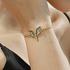 Brass Cubic Zirconia Goddess Wing Link Slider Bracelets for Women FS4700-5