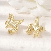 Horse Brass Stud Earrings EJEW-D352-03G-01-2