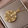 Vintage 304 Stainless Steel Crystal Rhinestone Hollow Flower with Jesus Cross Pendant Necklaces for Women LH2186-5