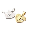 304 Stainless Steel Rhinestone Split Pendants STAS-F368-13GP-2