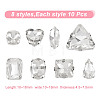 DICOSMETIC 80pcs 8 styles Square/Heart/Horse Eye Sew on Rhinestone GGLA-DC0001-02-2