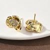 Rose Flower Brass Micro Pave Cubic Zirconia Stud Earrings EJEW-G452-08G-02-3