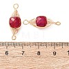 Natural Red Corundum Faceted Cube Links Connector Charms with Copper Herringbone Wire-Wrapped KK-Z152-06G-02A-3