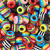 Beadthoven 90pcs 6 colors Opaque Stripe Resin European Beads RESI-BT0001-22-15