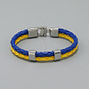 Flag Color Imitation Leather Double Line Cord Bracelet with Alloy Clasp GUQI-PW0001-088-2