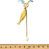 304 Stainless Steel Fish Pendant Natural Aquamarine Chip and Pearl Beaded Necklaces for Women NJEW-JN06299-02-4