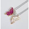 2Pcs Alloy Enamel Magnetic Luminous Butterfly Pendant Friendship Couple Necklaces FS-WG3F676-05-1