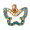 304 Stainless Steel with Sapphire Rhinestone Charms RB-OY001-37G-1