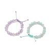 Adjustable Natural Mixed Gemstone Braided Bead Finger Rings RJEW-JR01016-3