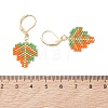 3 Pairs 3 Colors Leaf Glass Seed Beaded Leverback Earrings EJEW-MZ00701-5