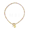 304 Stainless Steel Pendant Dyed Glass Rondelle Beaded Necklaces for Women NJEW-JN06540-02-3