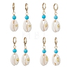 Synthetic Turquoise & Shell Leverback Earrings EJEW-JE06880-3