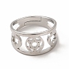 304 Stainless Steel Star of David Adjustable Ring for Women RJEW-B027-11P-2