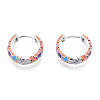 Colorful Enamel Flower Hoop Earrings EJEW-N011-105P-2