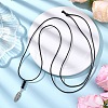Alloy Feather Pendant Black Waxed Polyester Cord Long Necklaces NJEW-JN05638-1
