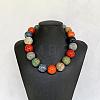 Bohemian Resin Round Beaded Necklaces with Brass Clasps for Women WGBFE99-01-1