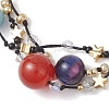 Natural Carnelian & Tiger Eye & Blue Quartz & Nylon Thread Adjustable Multi-strand Bracelets BJEW-MZ00238-02-3