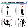 4Pcs 4 Styles Valentine's Day Square PET Waterproof Self-adhesive Car Stickers DIY-GF0007-45I-2