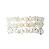 3Pcs 3 Styles Natural & Synthetic Mixed Gemstone Chip & Natural Cultured Freshwater Pearl Beaded Stretch Bracelets Set for Women BJEW-JB13762-01-5