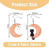9 Sets 9 Colors Moon & Star & Cat Resin Asymmetrical Earrings EJEW-FI0002-35-2
