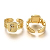 Brass Micro Pave Clear Cubic Zirconia Cuff Rings RJEW-H541-01F-G-1
