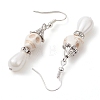 Synthetic Turquoise and Shell Pearl Skull Dangle Earring EJEW-TA00447-4