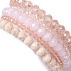 5Pcs 5 Styles Faceted Round Glass Beaded Stretch Bracelet Sets BJEW-JB10423-01-5