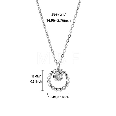 Brass Pave Clear Cubic Zirconia Ring Pendant Necklaces for Women WGFA3A6-06-1