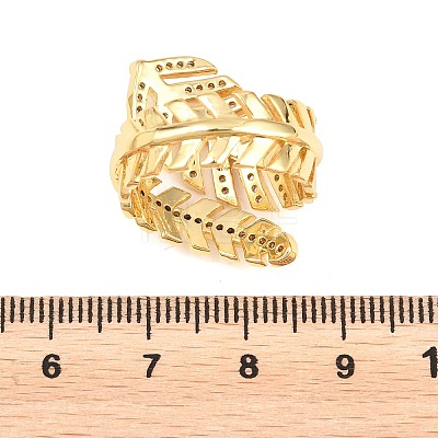 Brass Micro Pave Cubic Zirconia Cuff Open Rings for Women RJEW-F211-01G-1