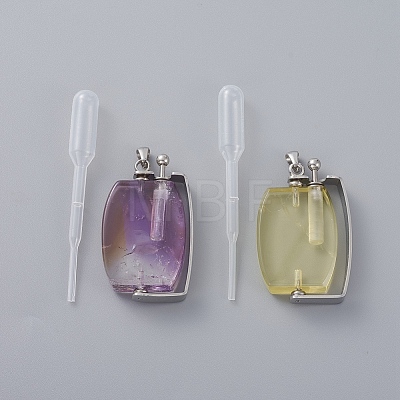 Rotatable Natural Quartz Perfume Bottle Pendants G-M362-02P-1