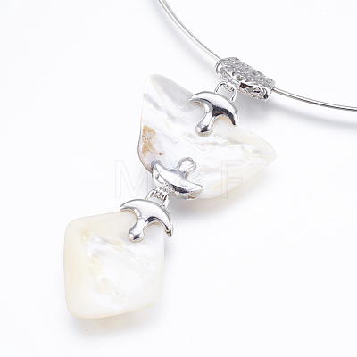 White Shell Pendant Necklaces NJEW-P212-02-1