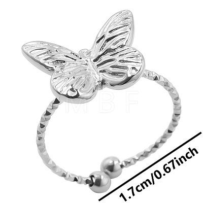 Stainless Steel Butterfly Cuff Ring for Unisex WJ8900-1-1