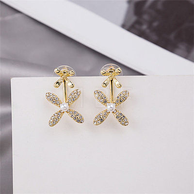 Alloy Rhinestone Stud Earrings FS-WGE0AD6-07-1