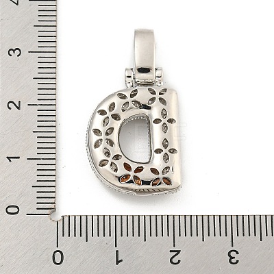 Brass Micro Pave Clear Cubic Zirconia Pendants KK-B099-01P-D-1