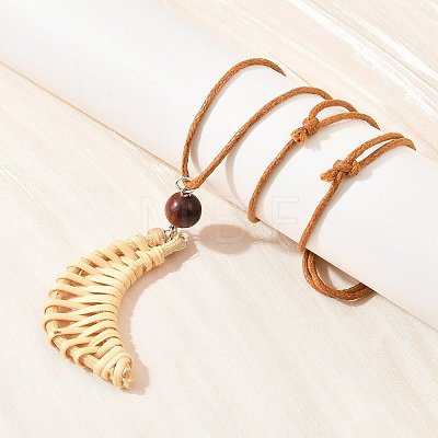 Boho Woven Rattan Pendant Long Necklaces WD-CBA76F6-01C-1