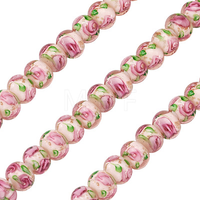 1 Strand Handmade Lampwork Inner Flower Rondelle Beads Strands LAMP-TA0002-72J-1