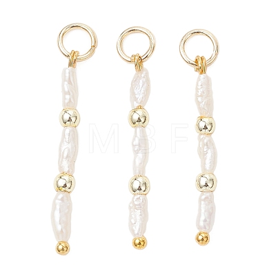 Natural Baroque Keshi Pearl & Electroplate Synthetic Non-magnetic Hematite Beaded Pendants PALLOY-JF05012-01-1