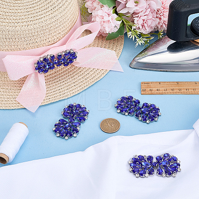 6Pcs Flower Glass Rhinestone Cabochons DIY-FG0010-18C-1