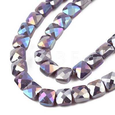 Electroplate Opaque Solid Color Glass Beads Strands EGLA-N002-43-08-1