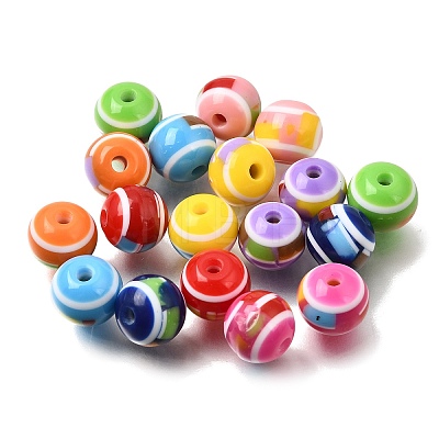 Opaque Resin Stripe Beads RE-CBA0A57-03-1