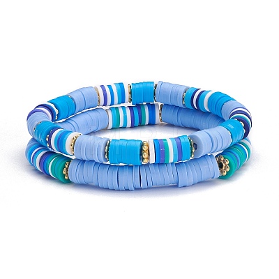 Handmade Polymer Clay Heishi Beads Stretch Bracelets Set BJEW-JB07258-1