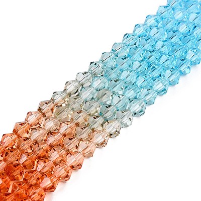 Gradient Color Baking Painted Glass Bead Strands DGLA-A039-T6mm-A016-1