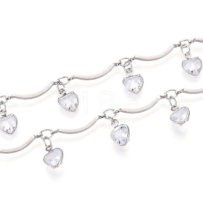 Brass Glass Scalloped Bar Chains CHC-T018-08P-1