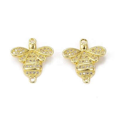 Brass Micro Pave Cubic Zirconia Connector Charms KK-E068-VB364-1