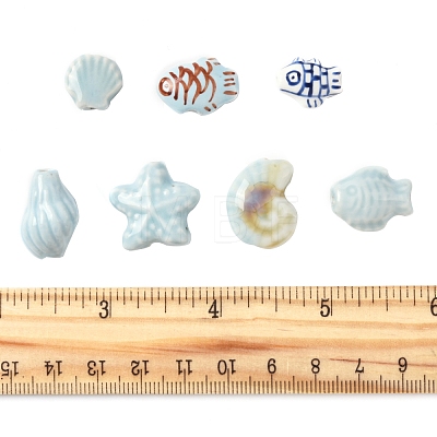 Glazed Porcelain Beads Strands PORC-FS0001-13-1
